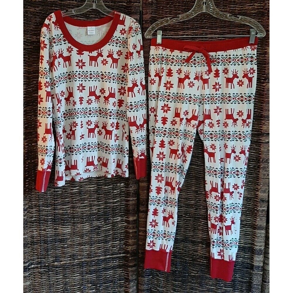 Hanna Andersson Dear Deer Fair Isle Pajama Set Women's Medium Christmas Holidays